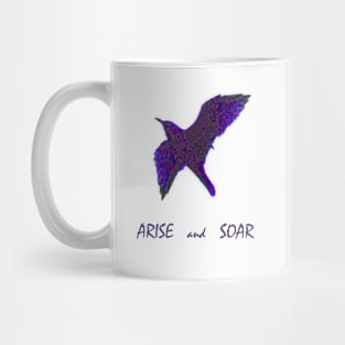 Go Higher with Arise and Soar Quote - with Purple Floral Bird Mug